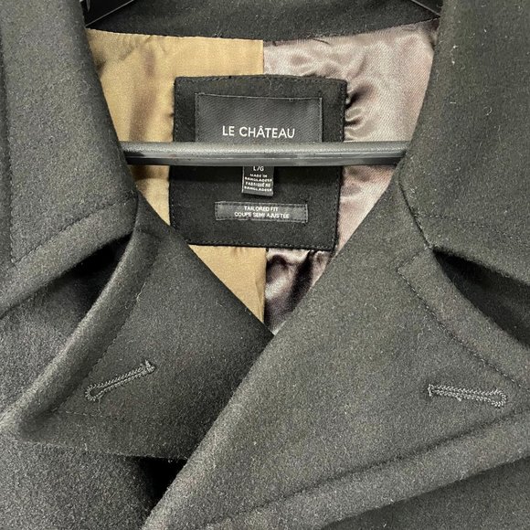 NWT Men's Large Black Wool "Pea" Coat - LeChateau - Picture 2 of 11